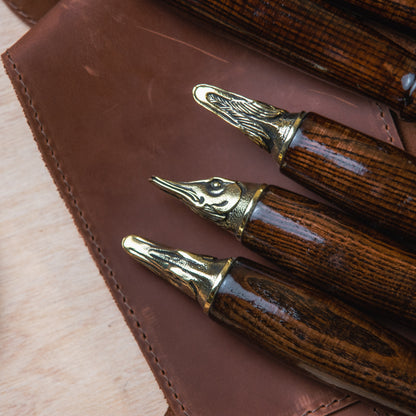 Premium BBQ Skewer Set with Leather Storage Case