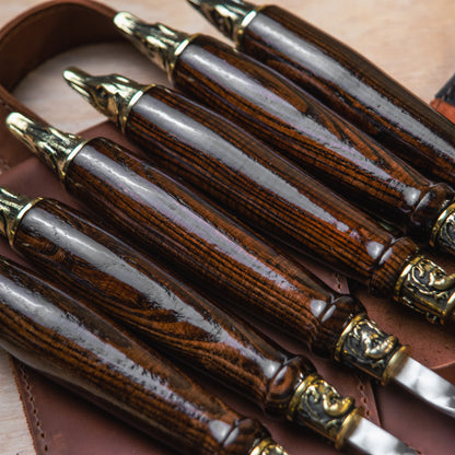 Premium BBQ Skewer Set with Leather Storage Case