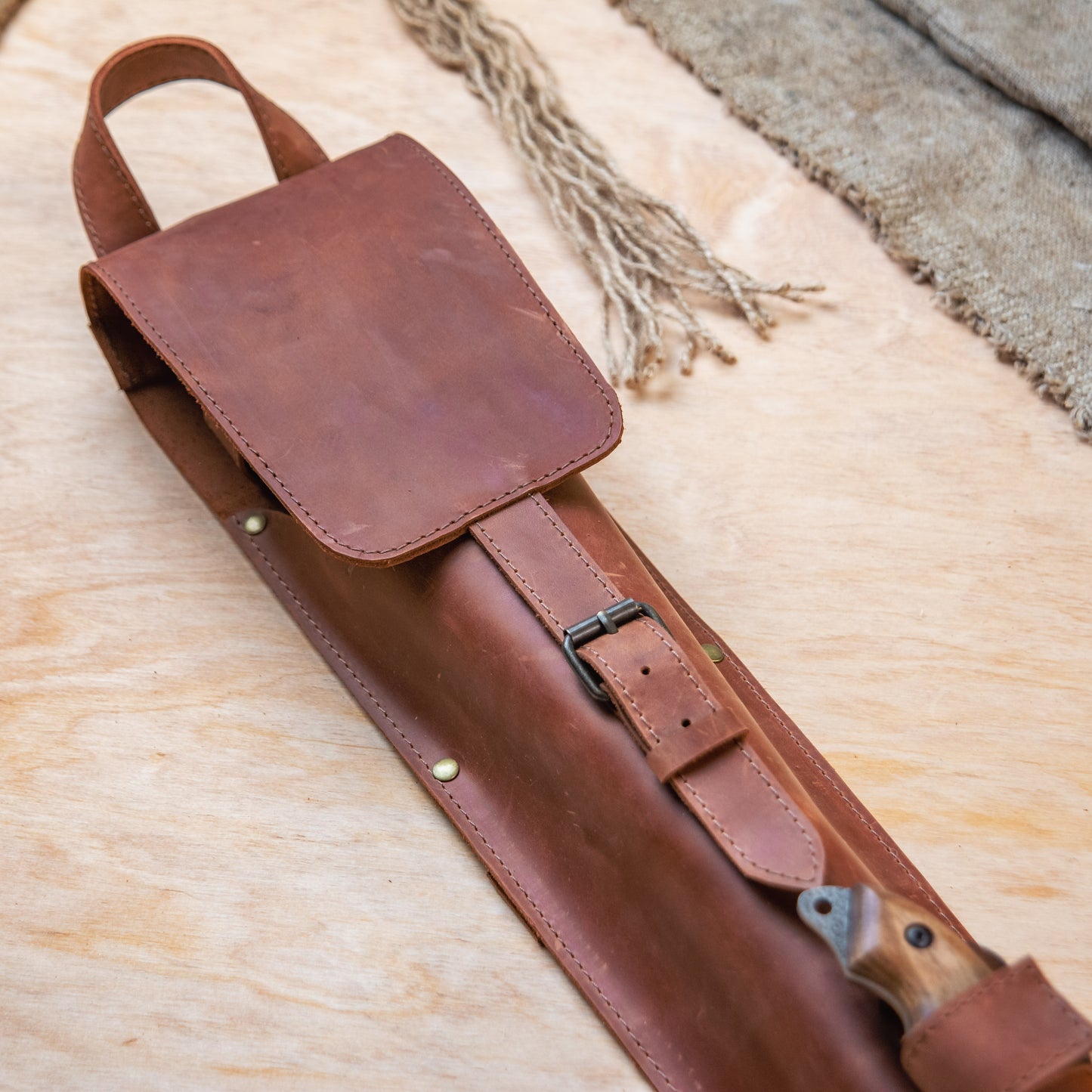 BBQ Skewer Set with Oak Handles & Leather Case