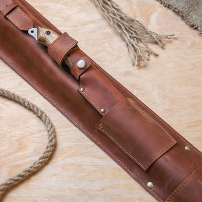 BBQ Skewer Set with Oak Handles & Leather Case