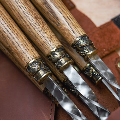 BBQ Skewer Set with Grill Cutter & Grill Chopper in Leather Case