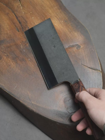Shinobi Hand Forged Kitchen Cleaver with Micarta, Ironwood & Resin Handle