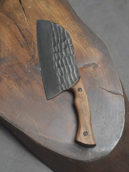 "Serbian with stone texture" Handmade Cleaver Knife