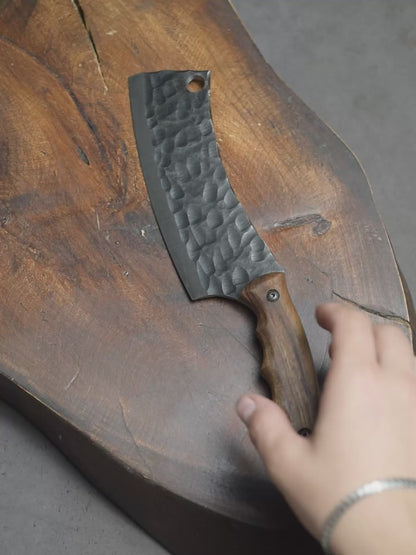 Gift Box 02 Crescent Kitchen Cleaver in Premium Wooden Gift Box